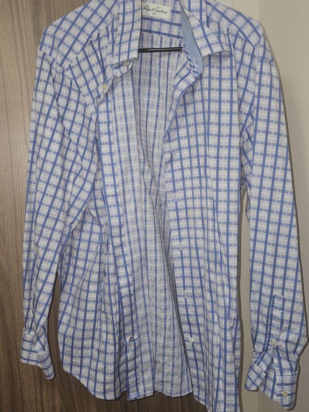 Robert Graham Light Blue & White Checked Dress ShirtXL